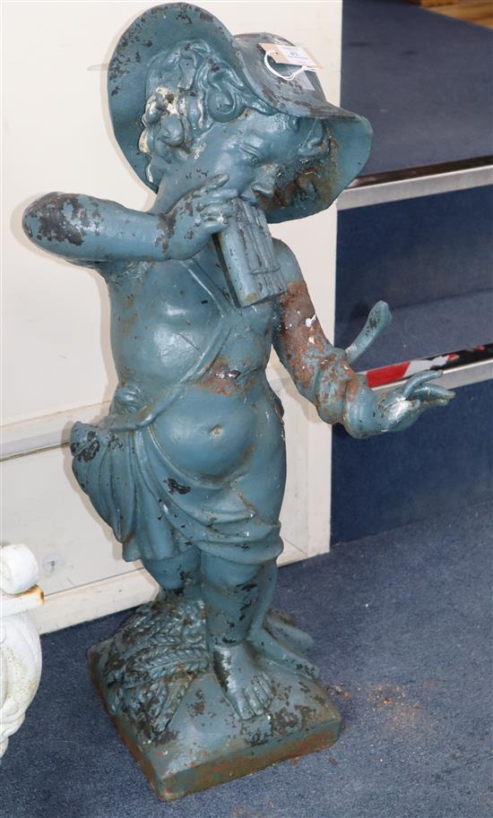 A painted cast iron figure of a boy H.95cm